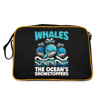 Whales The Ocean's Marine Animal Whale Watching - Retro Tasche - Schwarz/Gold - Hinten