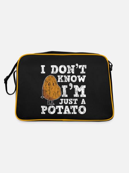 I Don't Know I'm Just A Potato 3 - Retro Tasche - Schwarz/Gold - Hinten