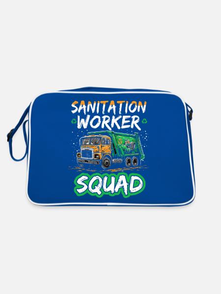 Garbage truck driver for sanitation workers - Retro Bag - blue/white - Back