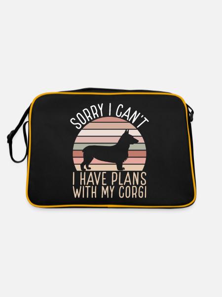 Corgi Gifts for Corgi Lovers - Retro Bag - black/gold - Back