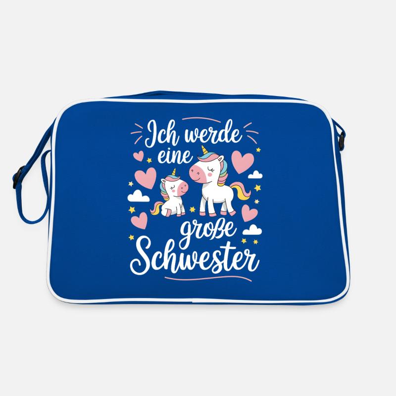 Ich werde eine große Schwester Einhorn Retro Tasche
