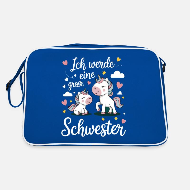 Ich werde eine große Schwester Einhorn Retro Tasche