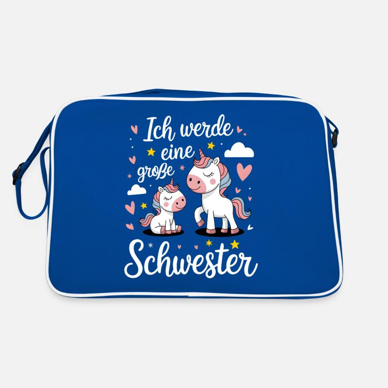 Ich werde eine große Schwester Einhorn Retro Tasche