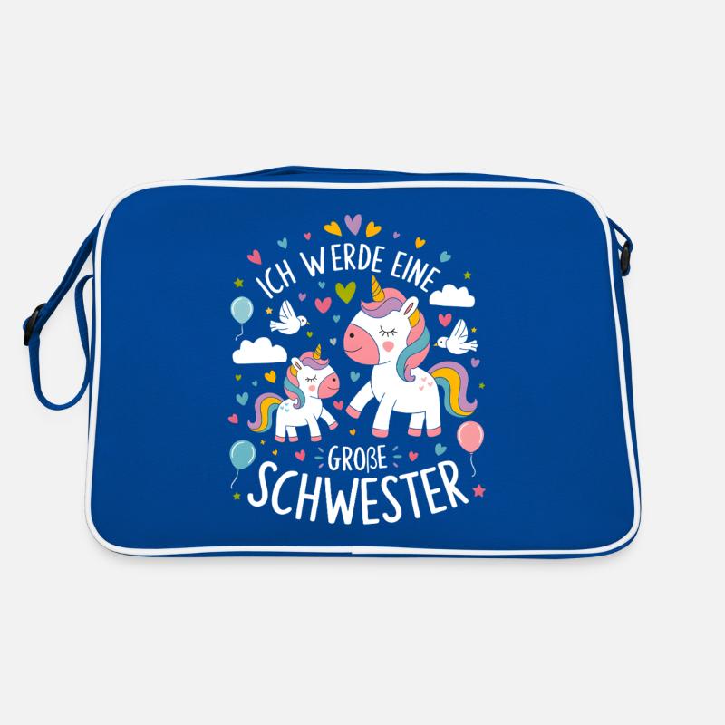 Ich werde eine große Schwester Einhorn Retro Tasche