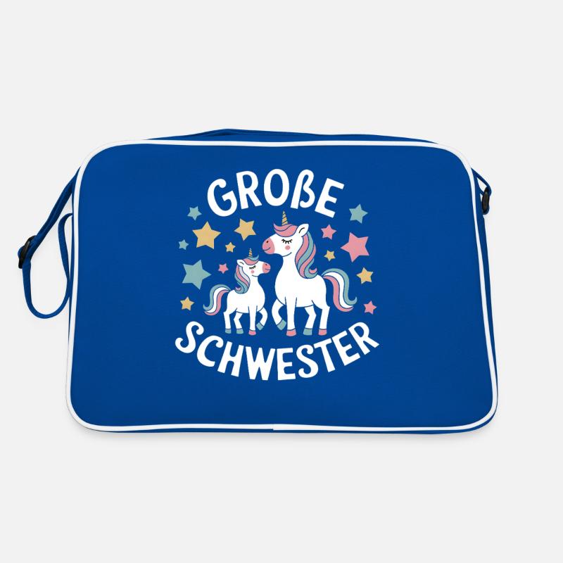 Ich werde eine große Schwester Einhorn Retro Tasche