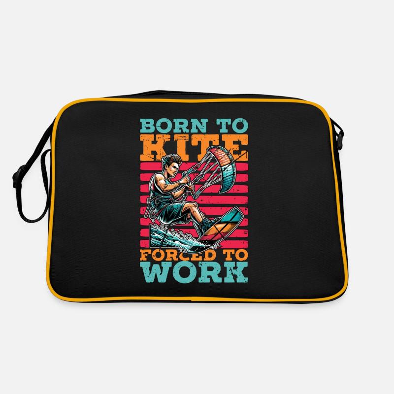 Kiteboarding Born To Kite Forced To Work Kitesurf Retro Tasche