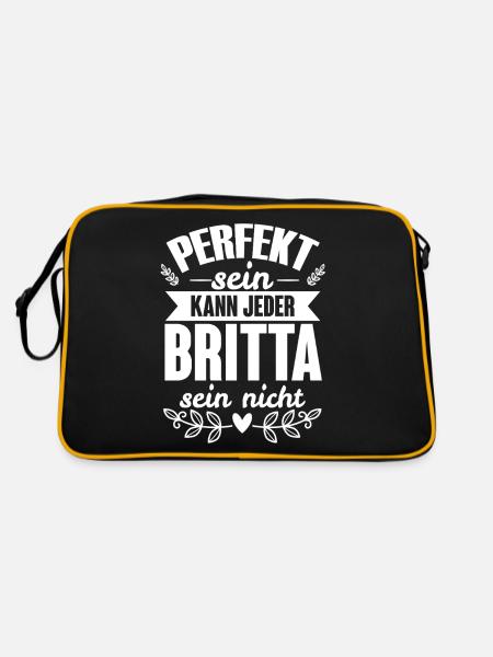 Britta - Perfekt Sein Kann Jeder Britta Nicht - Retro Tasche - Schwarz/Gold - Hinten