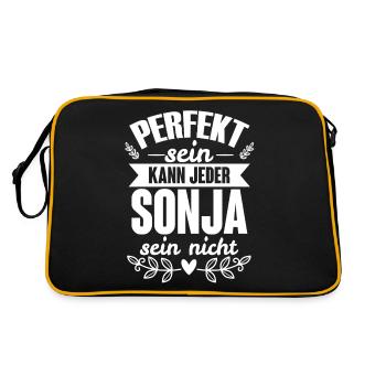 Sonja - Perfekt Sein Kann Jeder Sonja Nicht - Retro Tasche - Schwarz/Gold - Hinten