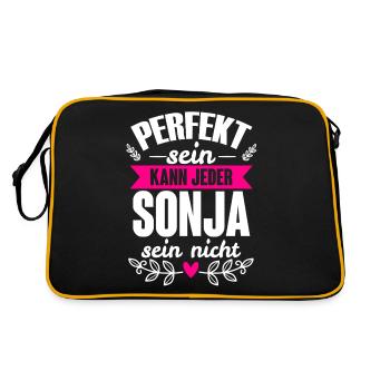 Sonja - Perfekt Sein Kann Jeder Sonja Nicht - Retro Tasche - Schwarz/Gold - Hinten