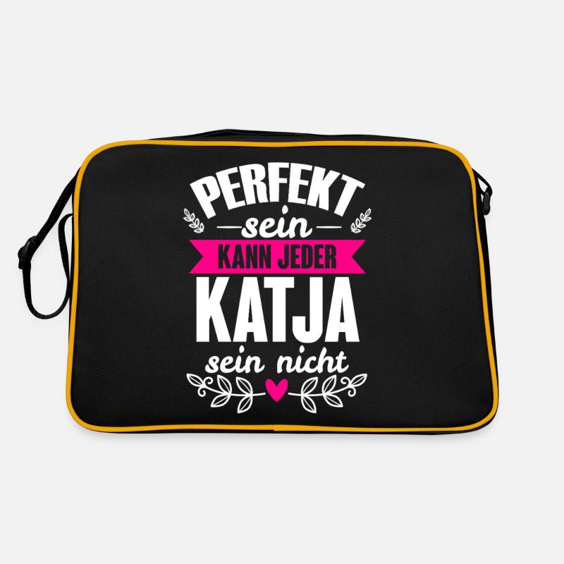Katja - Perfekt Sein Kann Jeder Katja Nicht - Retro Tasche - Schwarz/Gold
