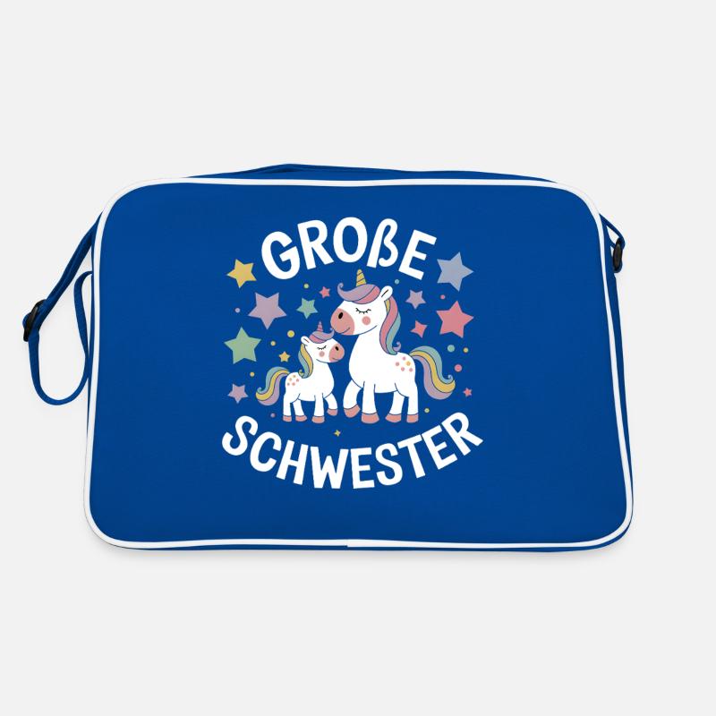 Ich werde eine große Schwester Einhorn Retro Tasche