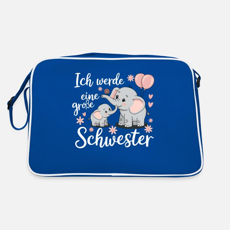 Ich werde eine große Schwester Elefant Retro Tasche