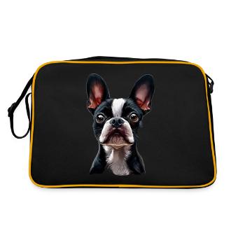 Boston Terrier - Retro Tasche - Schwarz/Gold - Hinten