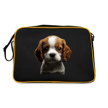 Cavalier King Charles - Retro Tasche - Schwarz/Gold - Hinten