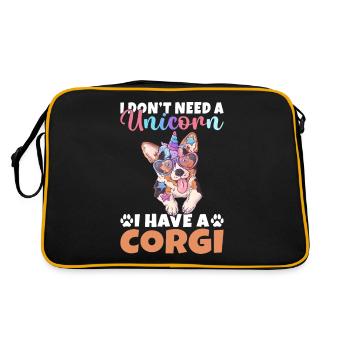 Corgi Gifts for Corgi Lovers - Retro Bag - black/gold - Back