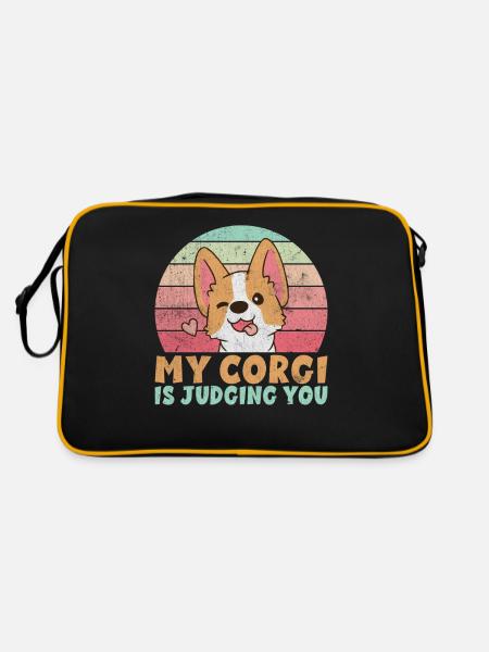 Corgi Gifts for Corgi Lovers - Retro Bag - black/gold - Back