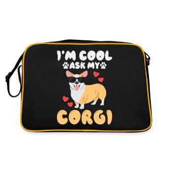 Corgi Gifts for Corgi Lovers - Retro Bag - black/gold - Back