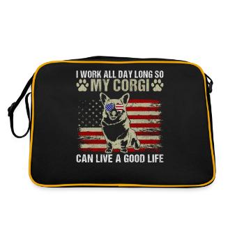 Corgi Gifts for Corgi Lovers - Retro Bag - black/gold - Back