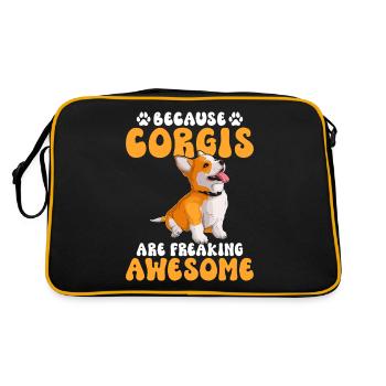 Corgi Gifts for Corgi Lovers - Retro Bag - black/gold - Back
