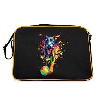 Windhund - Retro Tasche - Schwarz/Gold - Hinten