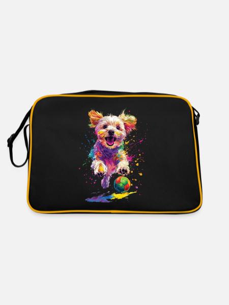 maltesisch - Retro Tasche - Schwarz/Gold - Hinten