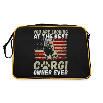 Corgi Gifts for Corgi Lovers - Retro Bag - black/gold - Back