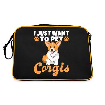 Corgi Gifts for Corgi Lovers - Retro Bag - black/gold - Back