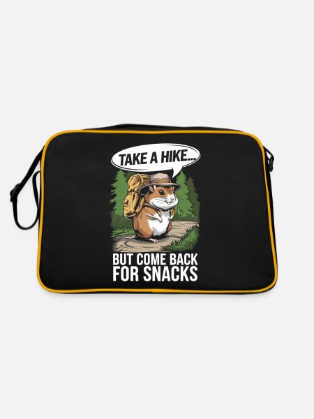 Nimm Eine Wanderung... Aber Komm Zurück Für Snacks - Retro Tasche - Schwarz/Gold - Hinten