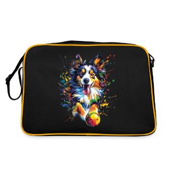 Shetland Sheepdog - Retro Tasche - Schwarz/Gold - Hinten