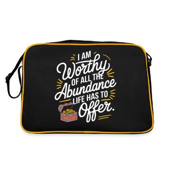 Manifesting Abundance Quote: I'm Worth It - Retro Bag - black/gold - Back