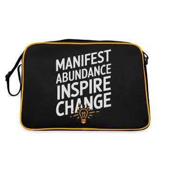 Manifest Abundance Inspire Change Quote - Retro Bag - black/gold - Back