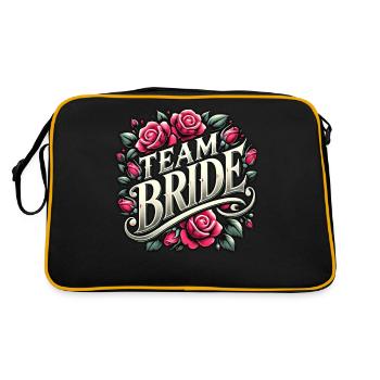 Team Bride T-Shirt JGA Frauen Junggesellenabschied - Retro Tasche - Schwarz/Gold - Hinten