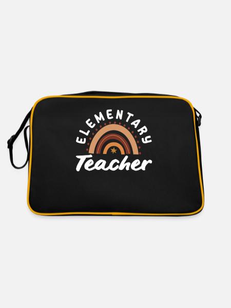 Elementary school teacher retro rainbow design - Retro Bag - black/gold - Back