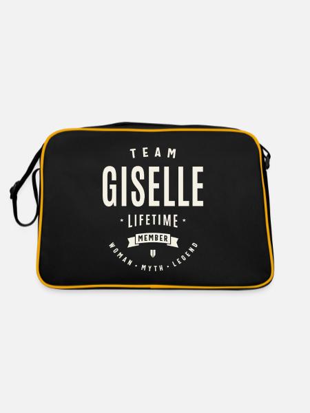 Team Giselle Lebenslanges Mitglied Lustiger Name Giselle - Retro Tasche - Schwarz/Gold - Hinten
