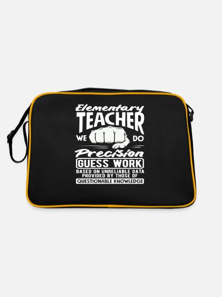 Primary School Teacher Precision Guessing Work Humor - Retro Bag - black/gold - Back