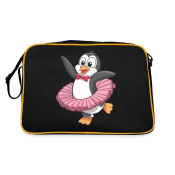 Pingouin dansant en tutu avec ruban rouge - Sac Retro - noir/or - Dos