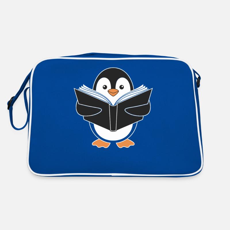 Niedlicher Pinguin Mit Buch Motiv Retro Tasche