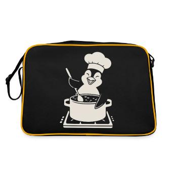 Joyeux pingouin, chef, chef aux fourneaux - Sac Retro - noir/or - Dos