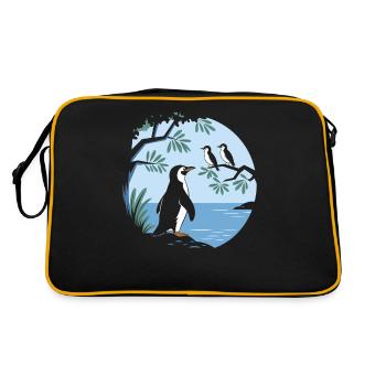 Vögel Beobachten Am See: Naturerlebnis Für - Retro Tasche - Schwarz/Gold - Hinten