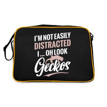 Je ne me laisse pas facilement distraire. Oh, regardez les geckos - Sac Retro - noir/or - Dos