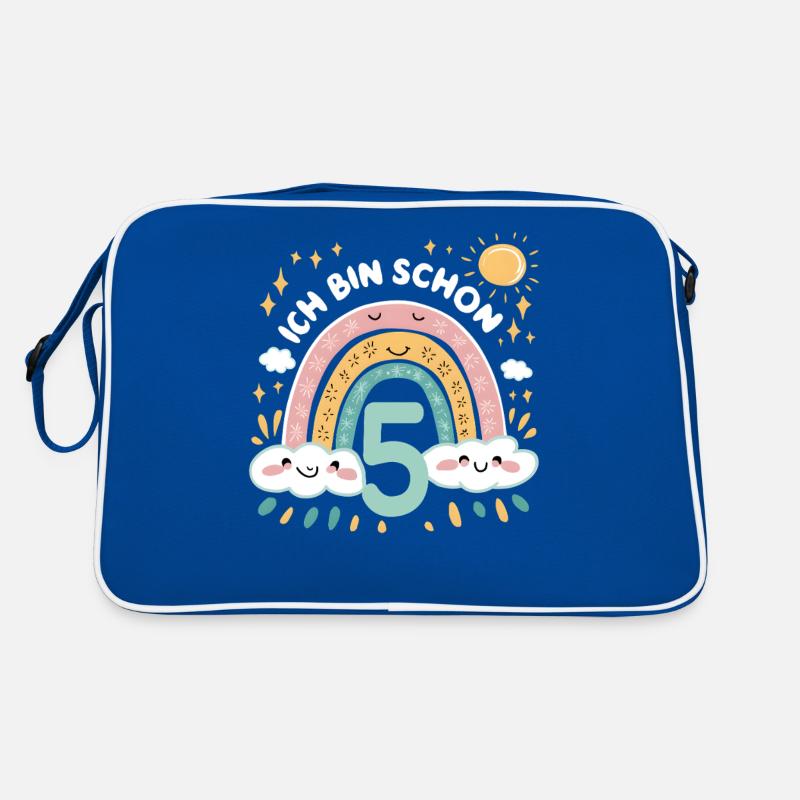 5. Geburtstag Geburtstagsshirt Regenbogen Wolke Retro Tasche