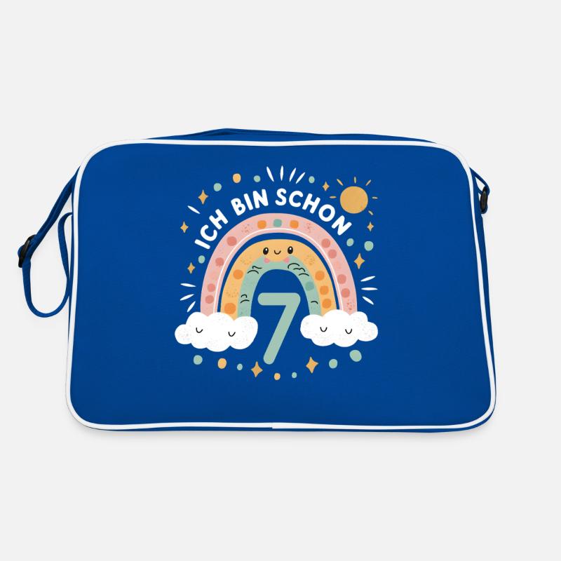 7. Geburtstag Geburtstagsshirt Regenbogen Wolke Retro Tasche