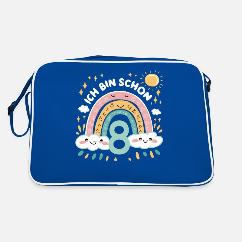8. Geburtstag Geburtstagsshirt Regenbogen Wolke Retro Tasche