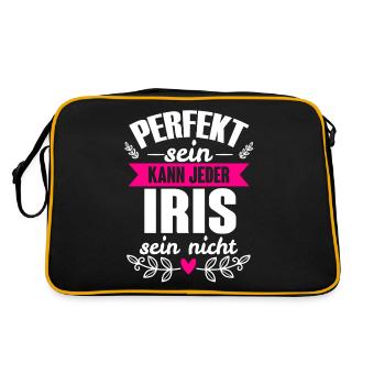 Iris - Perfekt Sein Kann Jeder Iris Sein Nicht - Retro Tasche - Schwarz/Gold - Hinten