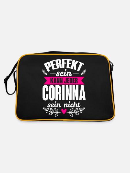 Corinna - Perfekt Sein Kann Jeder Corinna Nicht - Retro Tasche - Schwarz/Gold - Hinten