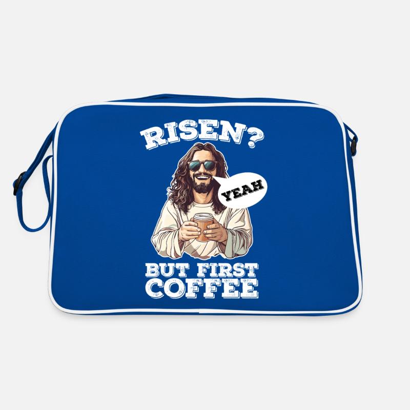 Risen Yeah But First Coffee Jesus Ostern Retro Tasche