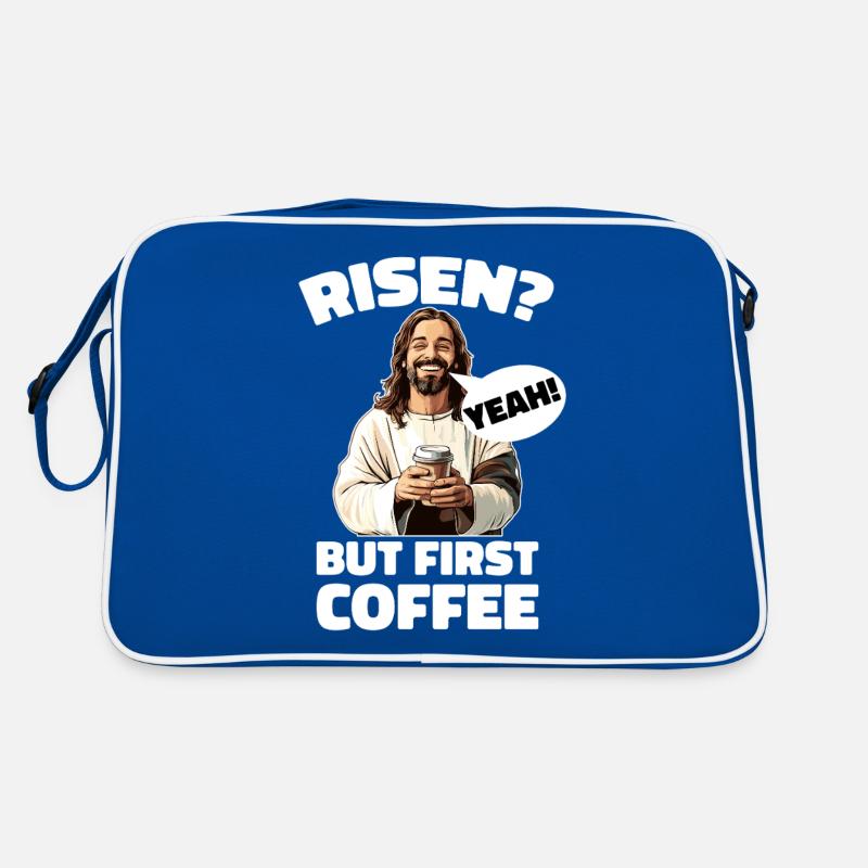 Risen Yeah But First Coffee Jesus Ostern Retro Tasche