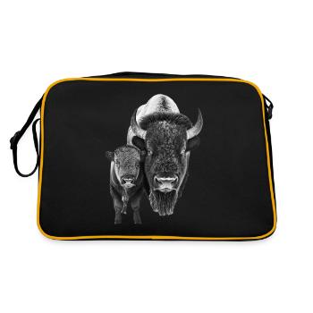 Bison - Retro Tasche - Schwarz/Gold - Hinten