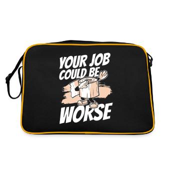 Lustige "0 Tage Seit Ich Zuletzt Gekackt - Retro Tasche - Schwarz/Gold - Hinten
