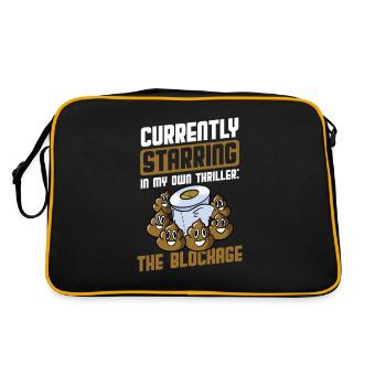 Lustige "0 Tage Seit Ich Zuletzt Gekackt - Retro Tasche - Schwarz/Gold - Hinten